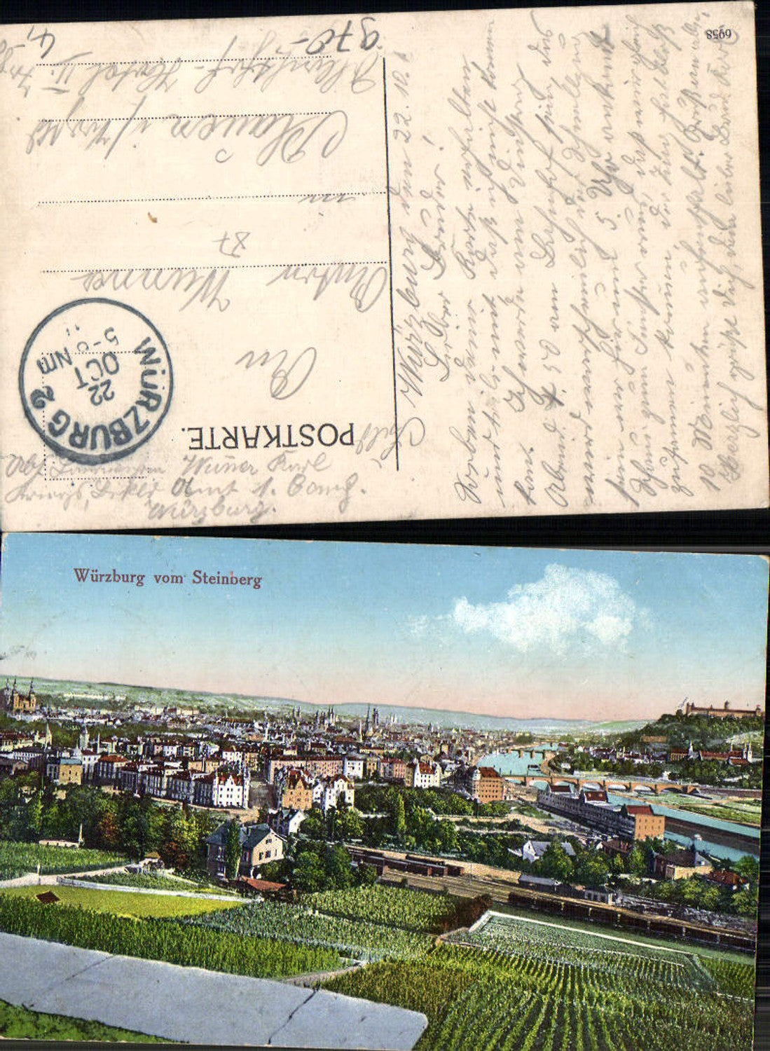 702910 Würzburg vom Steinberg Feldpost gel. Plauen Vogtland