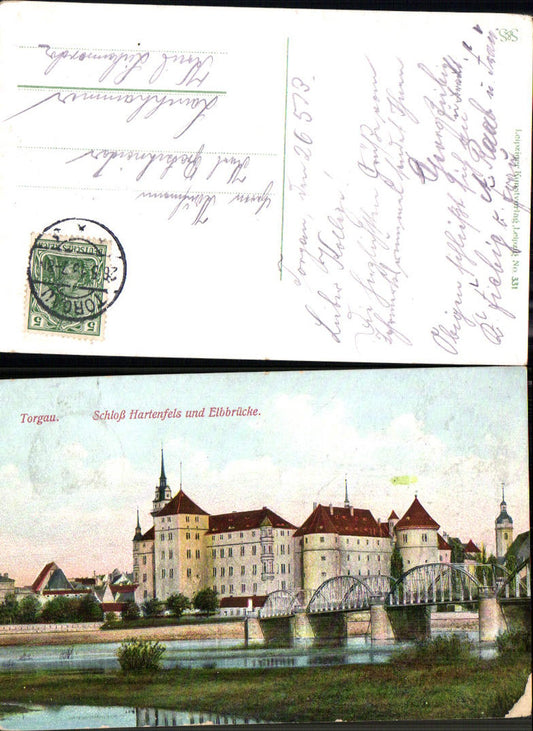 702911 Torgau Schloß Hartenfels Elbbrücke Albe Brücke LK Nordsachsen gel Lauchhammer