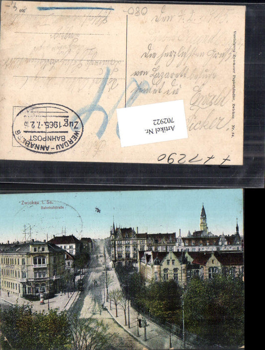 702922 Zwickau in Sachsen Bahnhofstraße Bahnpost Zug 1965 Werdau Annaberg