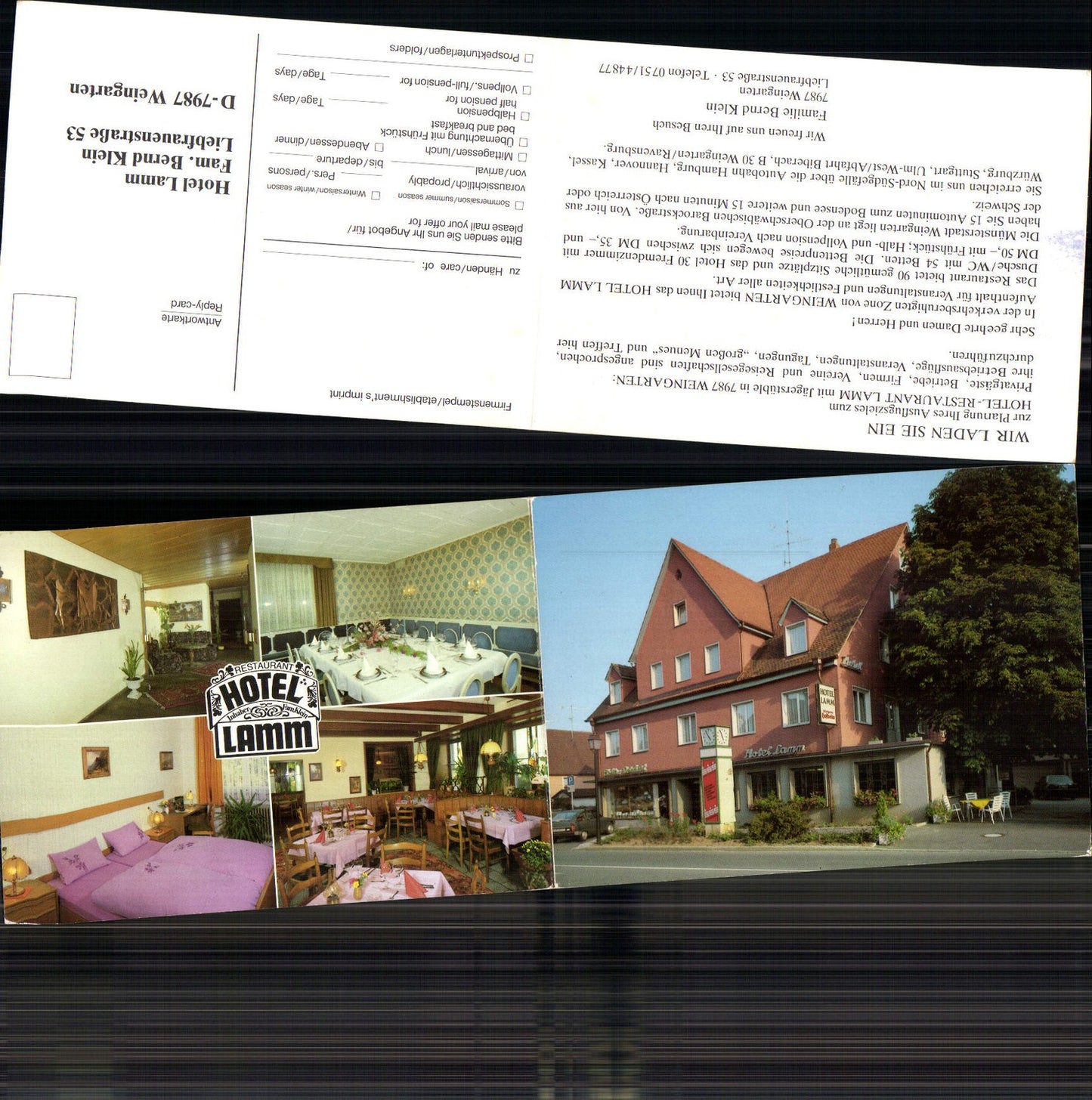 702948 Klapp-AK Weingarten Hotel Lamm Württemberg LK Ravensburg