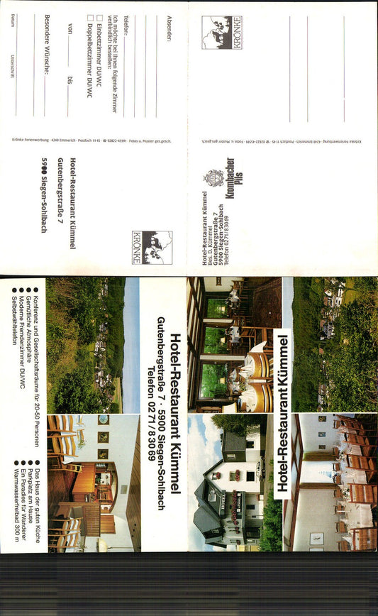 702951 Klapp-AK Siegen Sohlbach Hotel Kümmel Restaurant