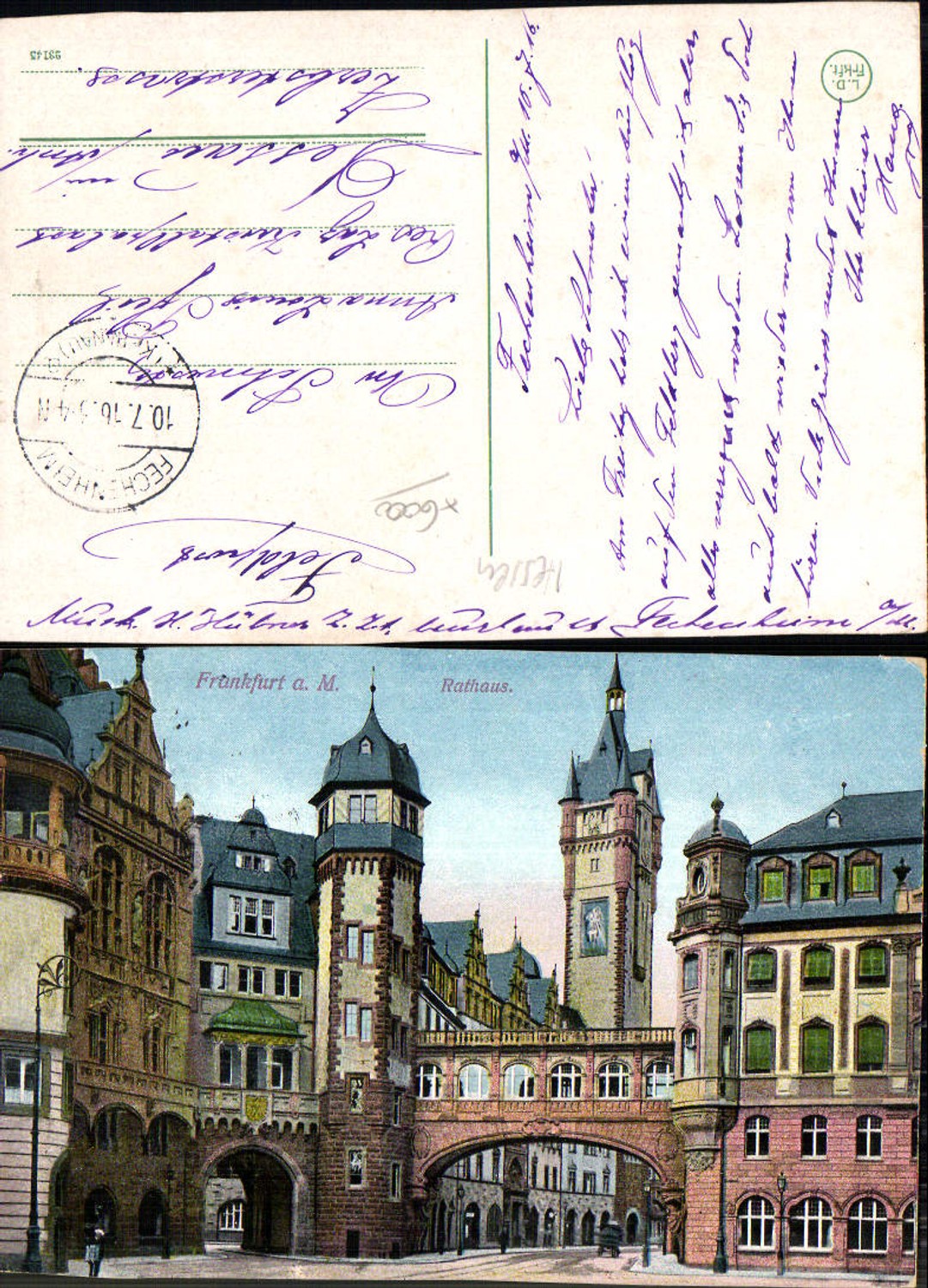 703029 Frankfurt am Main Rathaus Feldpost Fechenheim Ranau Dessau