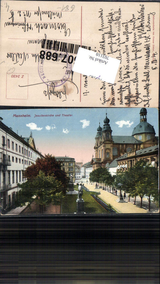 703110 Mannheim Jesuit Church Theater Field Post Office Eisenach