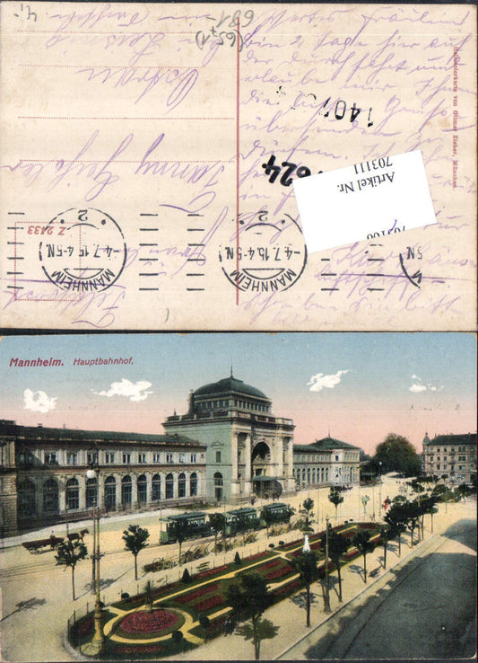 703111 Mannheim Central Station Main Station Field Post Office Ostrau Ostrava
