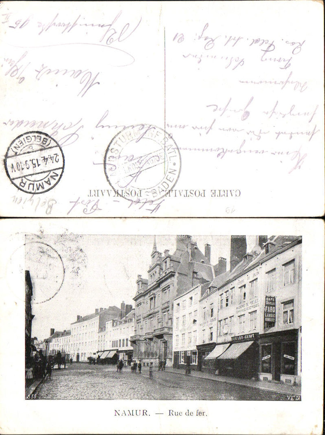 703175 Belgium Namur Rue de fer Straßenansicht Feldpost