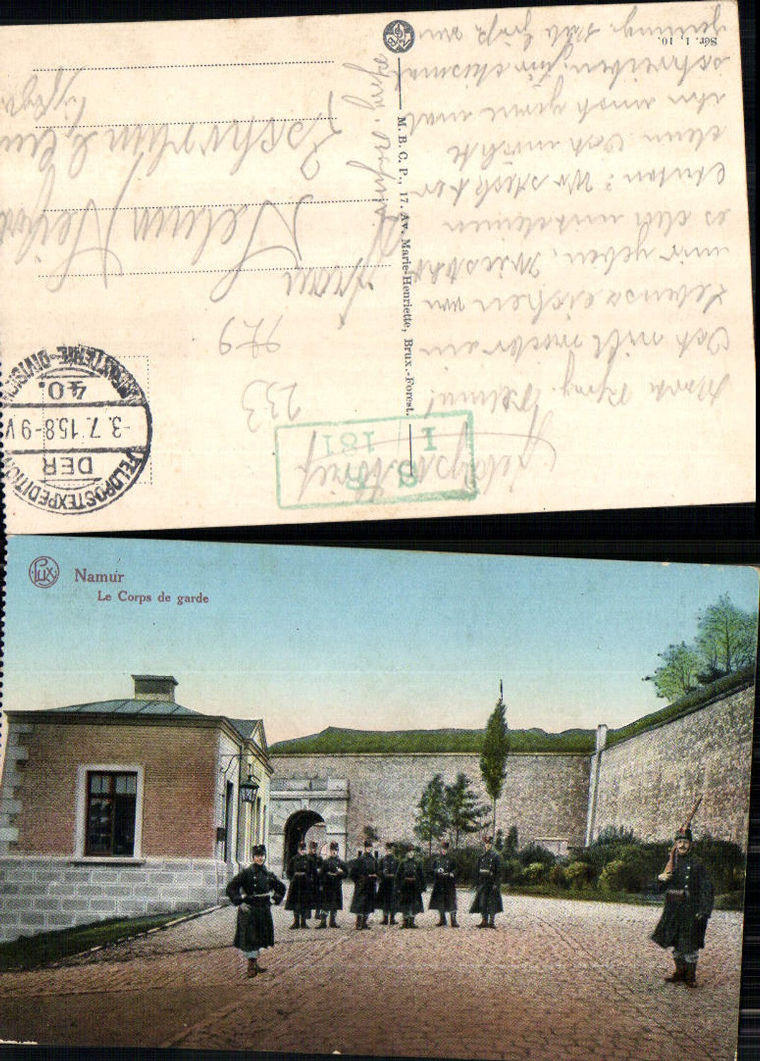 703177 Belgium Namur Le Corps de Garda Kaserne Feldpost Zschorlau