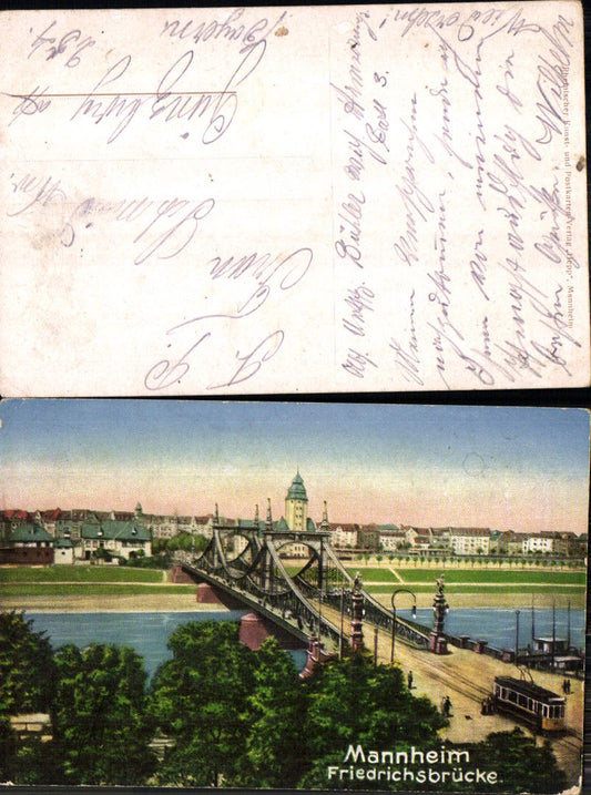 703423 Mannheim Friedrichsbrücke Bridge Tramway Günzburg Field Post