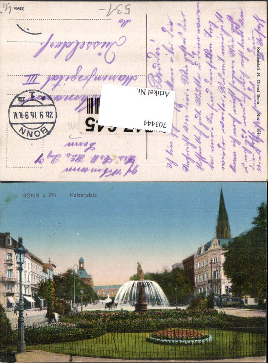 703444 Bonn am Rhein Kaiserplatz K.D. Feldpost
