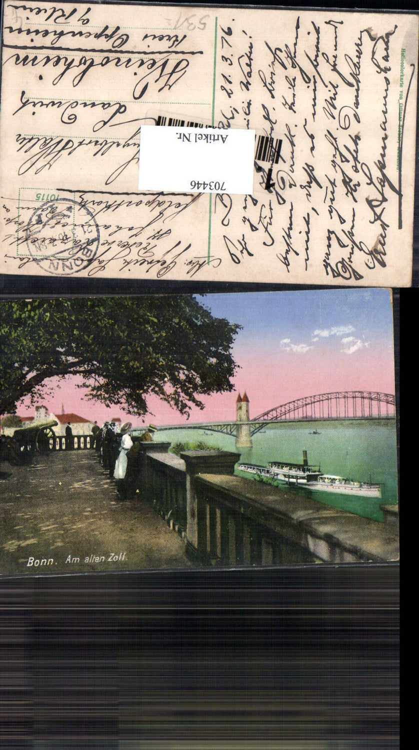 Bonn Am alten Zoll Brücke Dampfer Leute K.D. Feldpost Weinolsheim Oppenheim Rhein-Selz