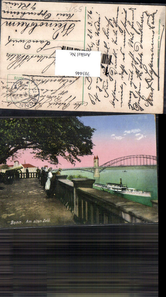 Bonn Am alten Zoll Brücke Dampfer Leute K.D. Feldpost Weinolsheim Oppenheim Rhein-Selz
