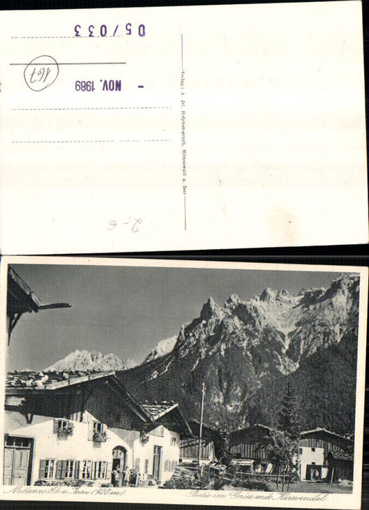 703479 Mittenwald an der Isar m. Gries u. Karwendel Ortsansicht Straße