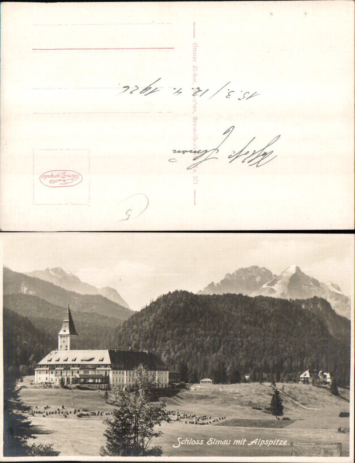 703486 Schloss Elmau m. Alpspitze b. Krün Klais pub Ottmar Zieher