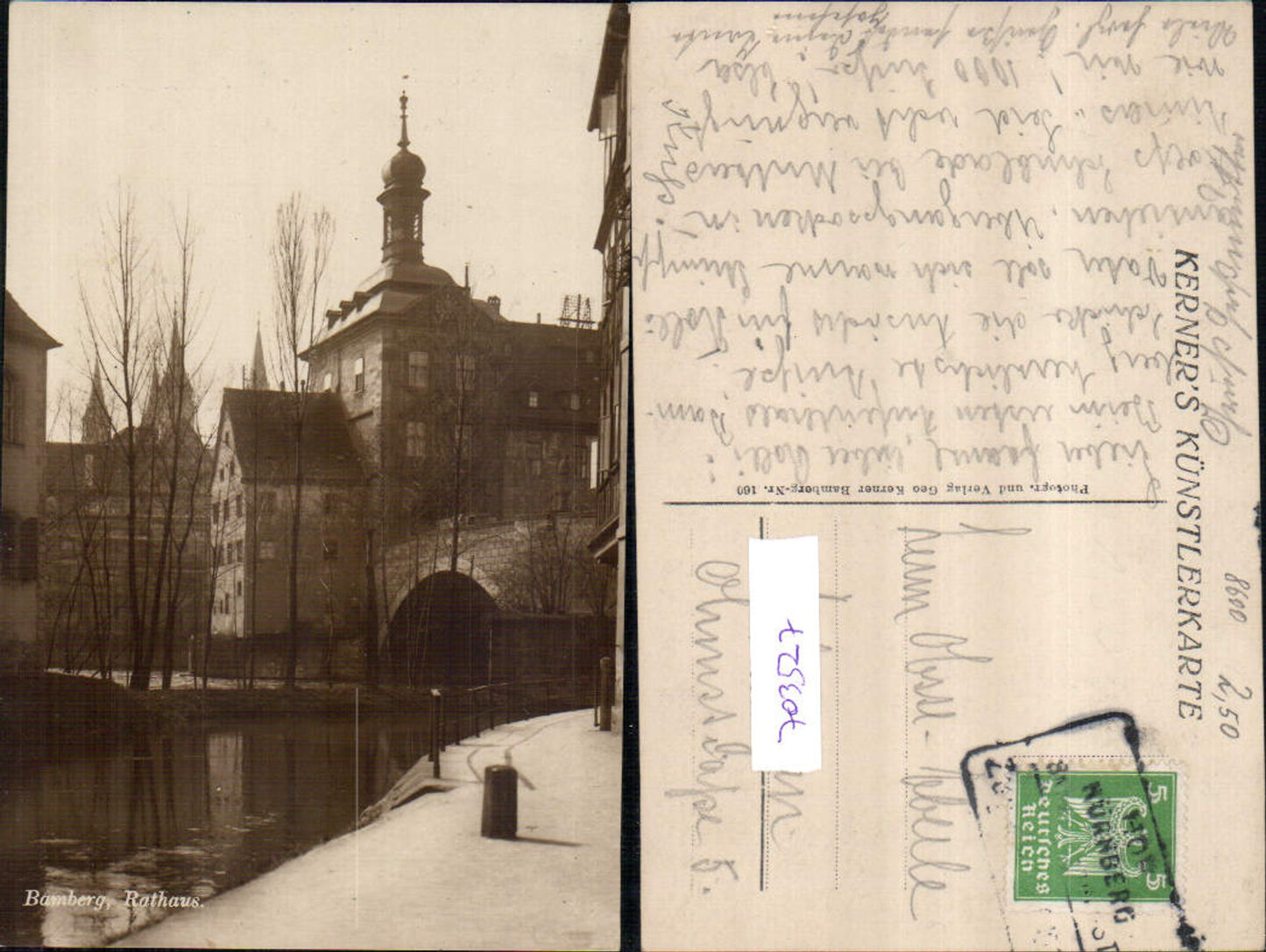 703527 tolle Foto-AK Bamberg Rathaus pub Geo Kerner 160 Kerner`s Künstlerkarte
