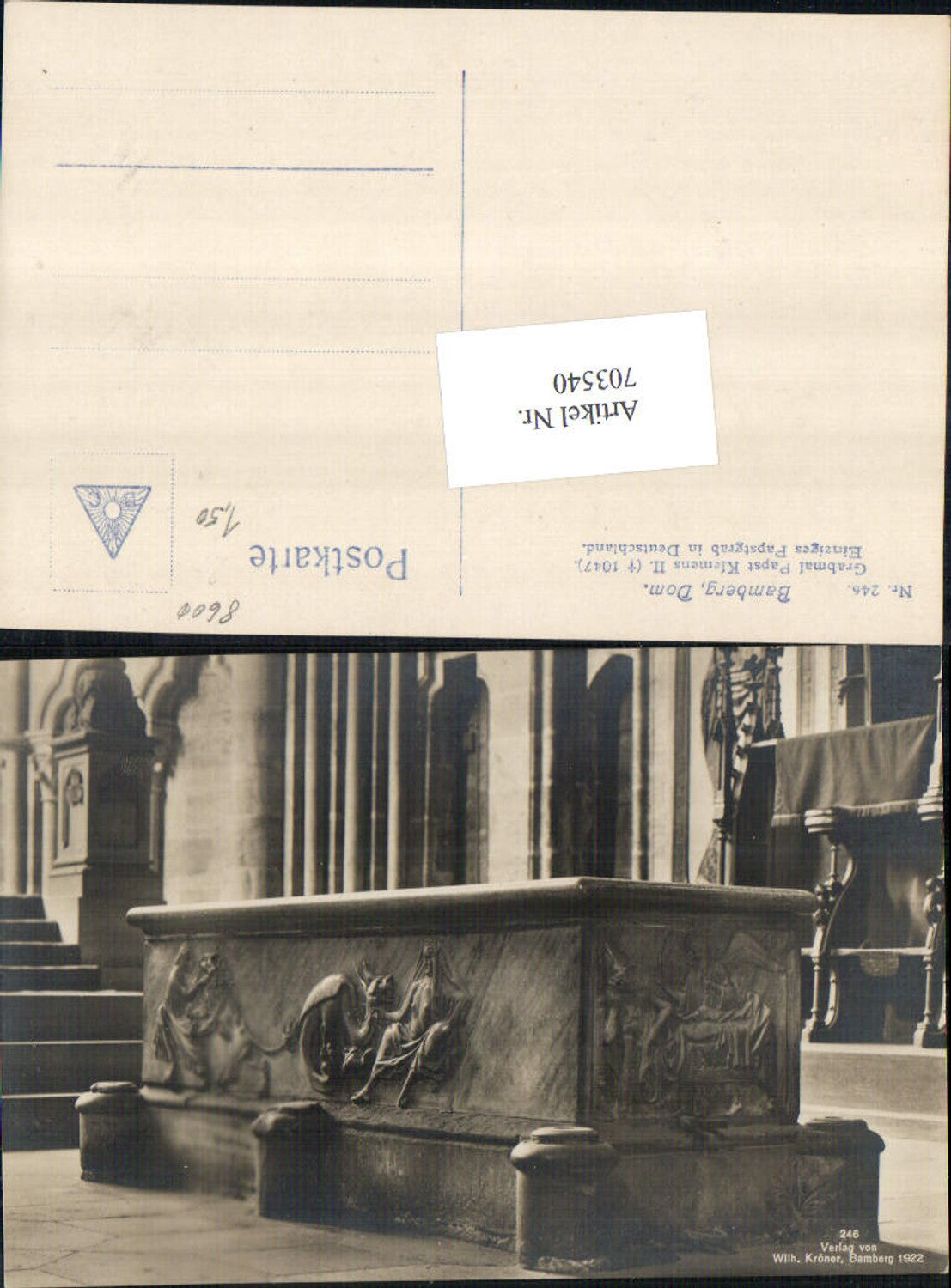 703540 Bamberg Dom Grabmal Papst Klemens II. Grab pub Wilh. Kröner 246