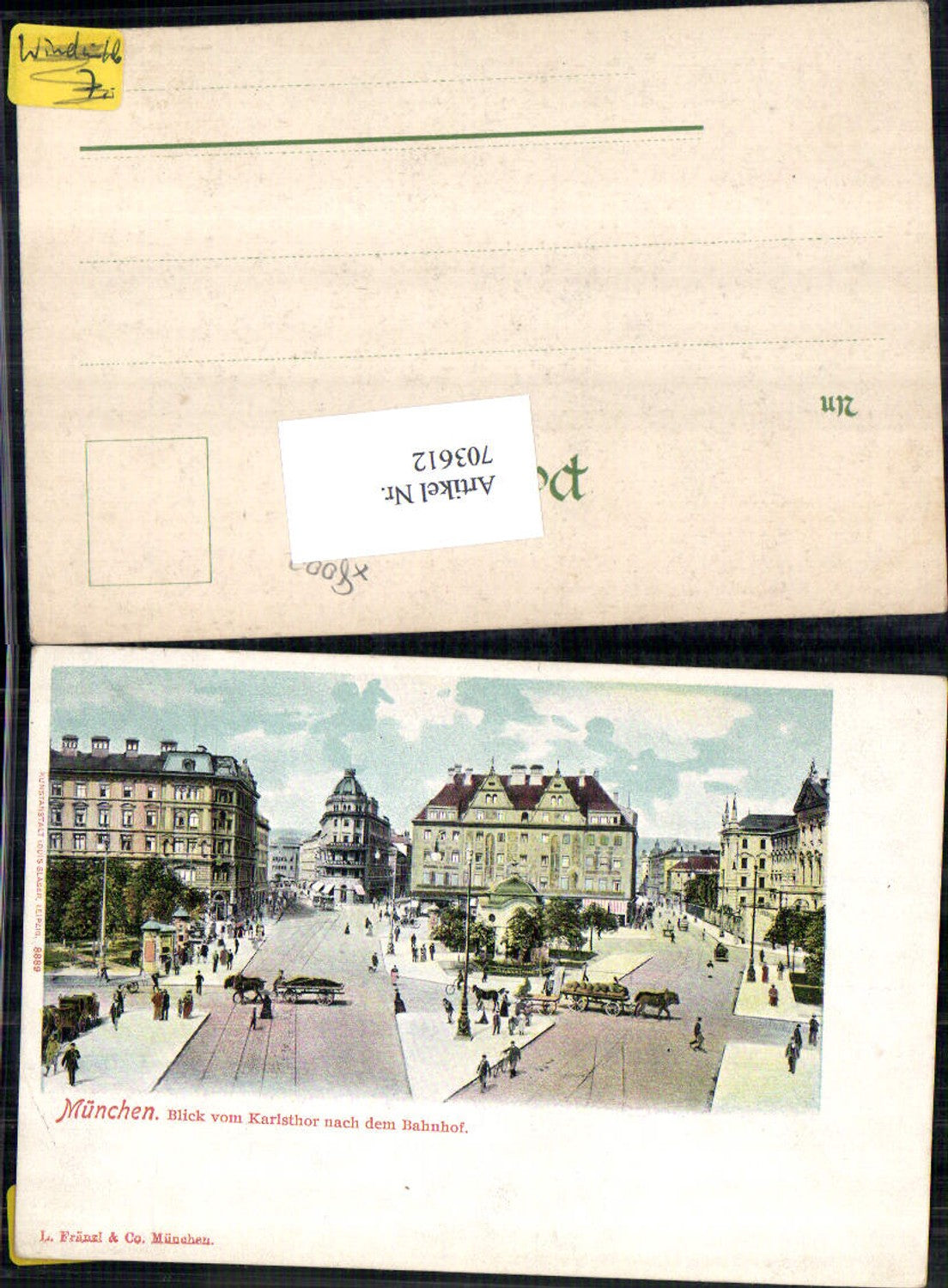 703612 tolle Lithographie München Karlsthor Bahnhof