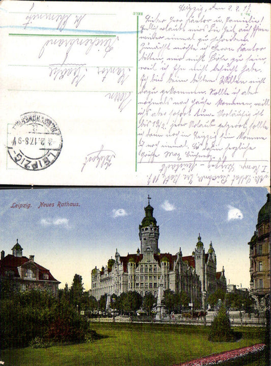 703637 Leipzig Neues Rathaus Feldpost Reichenbrand Chemnitz 1917