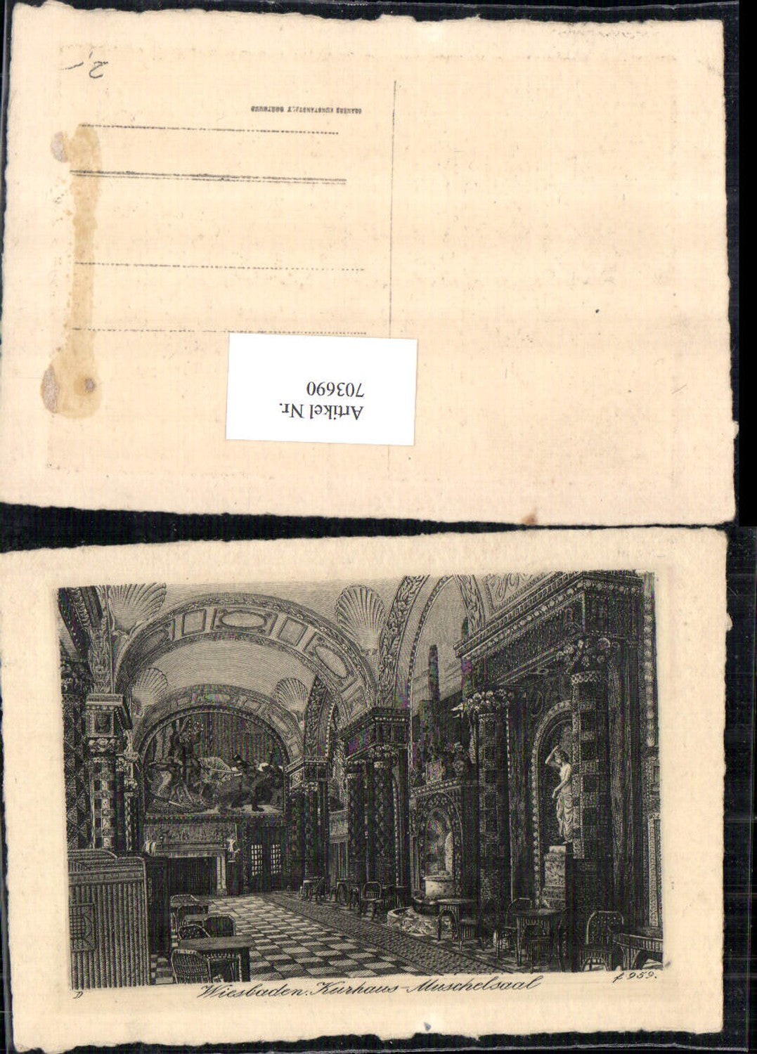 703690 Radierung Wiesbaden Kurhaus Muschelsaal Innen