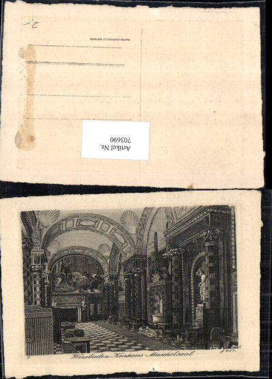 703690 Radierung Wiesbaden Kurhaus Muschelsaal Innen