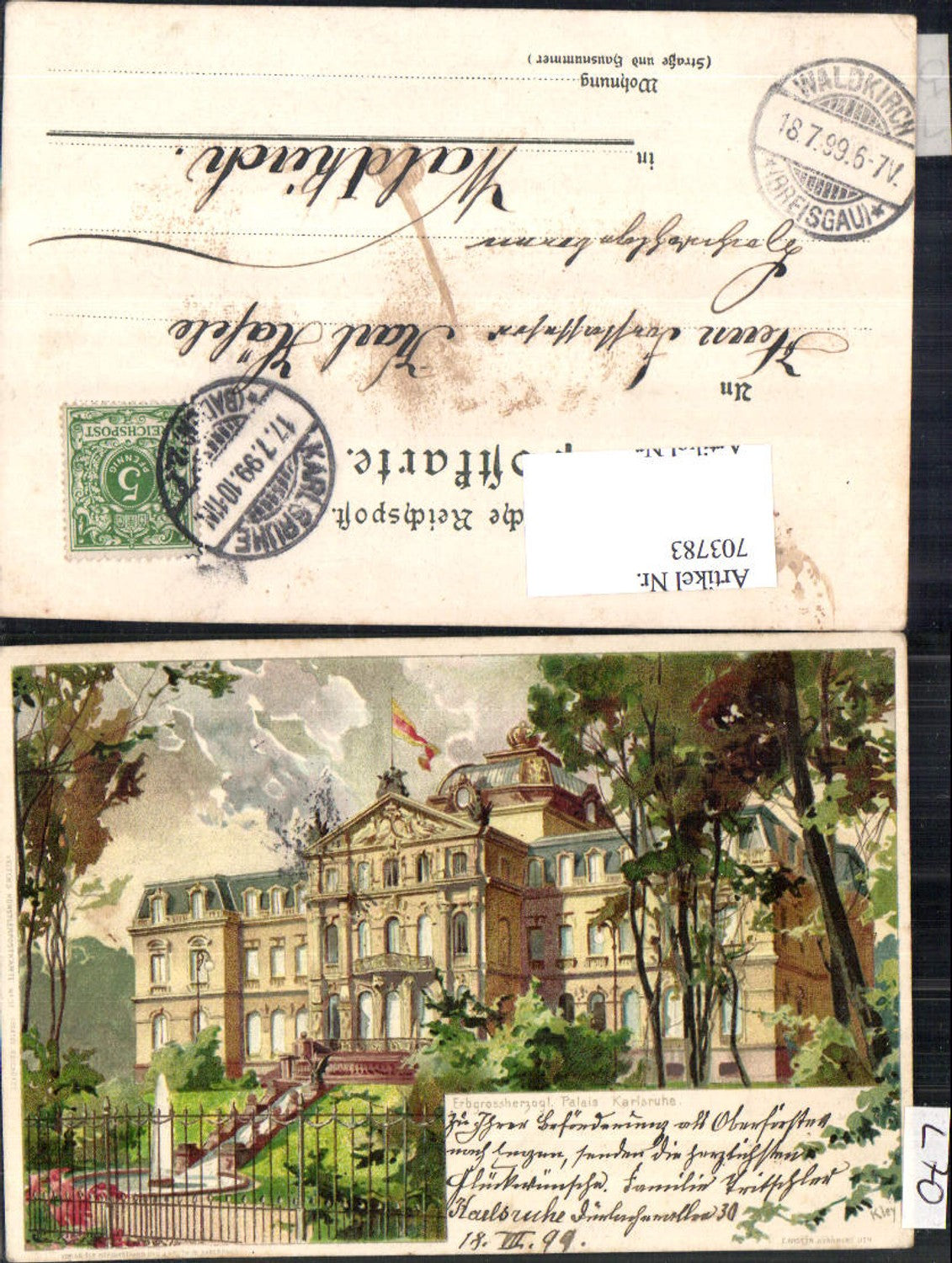 703783 Künstler Paul Kley Lithographie Karlsruhe Palais