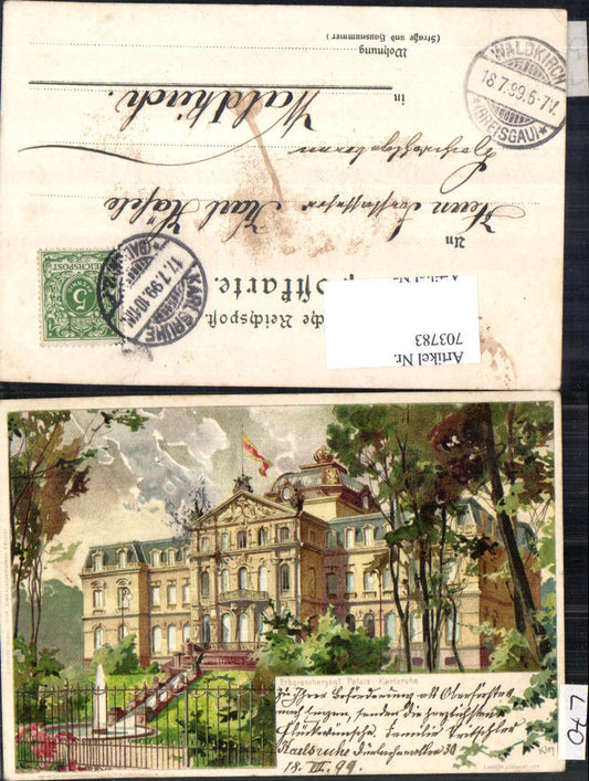 703783 Artist Paul Kley Lithograph Karlsruhe Palace