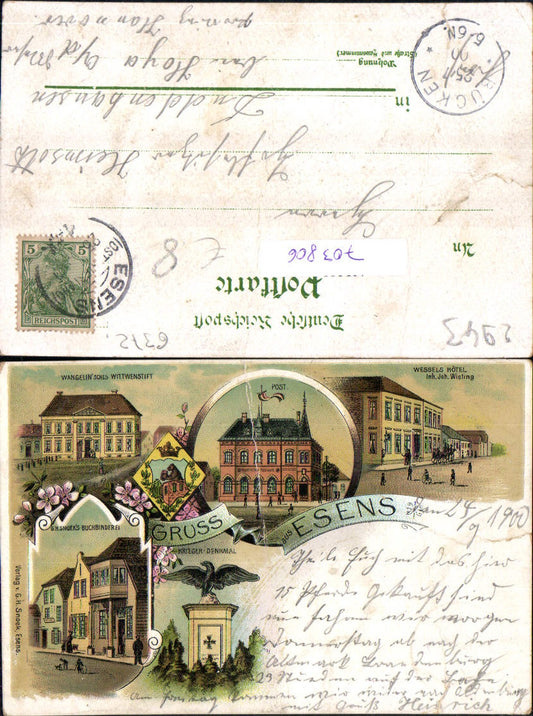 Lithographie Gruss aus Esens LK Wittmund Duddenhausen Bücken b. Hoya a.d. Weser Stp.