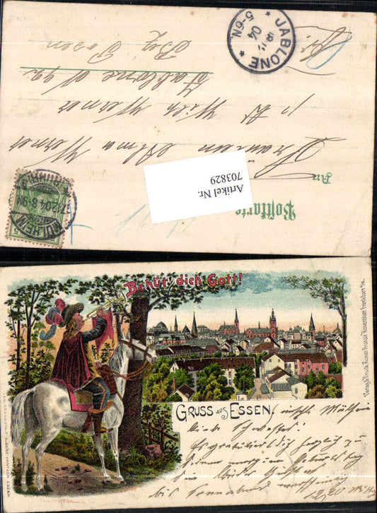 Lithographie Essen Trompeter von Säckingen Behüt dich Gott Stp. Jablone Posen