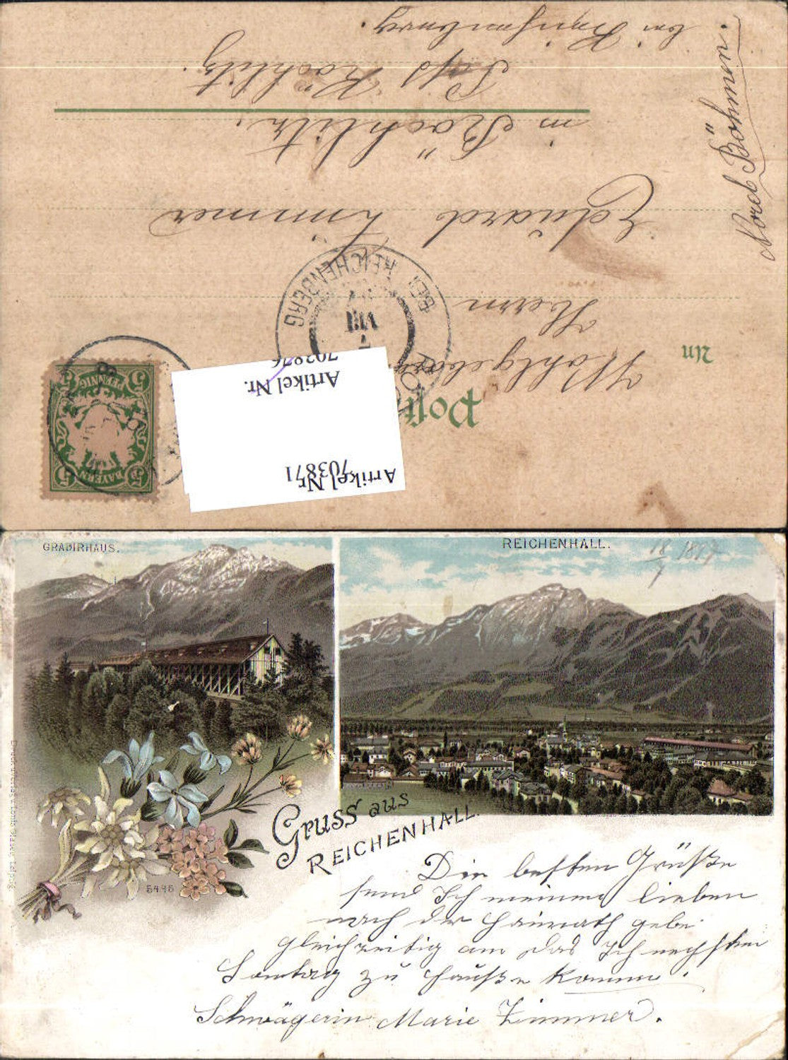 703871 Lithographie Gruss aus Reichenhall Gradirhaus pub Louis Glaser 5445