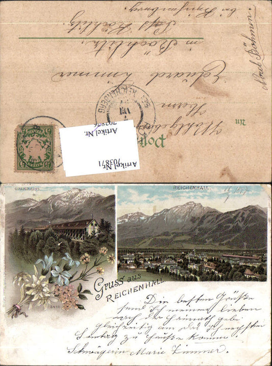 703871 Lithographie Gruss aus Reichenhall Gradirhaus pub Louis Glaser 5445