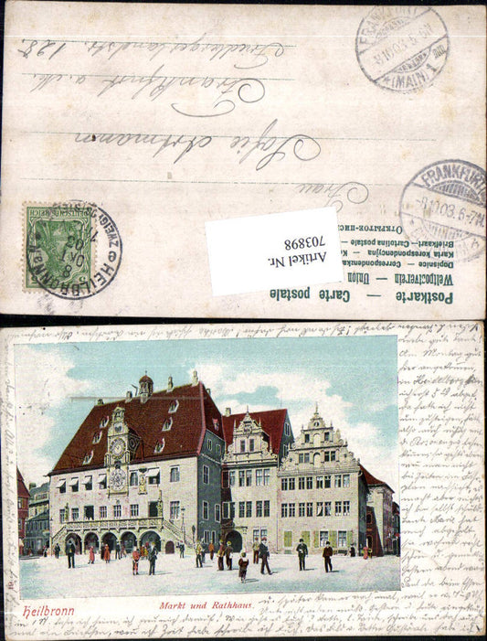 703898 Lithograph Heilbronn Market Square Town Hall Market
