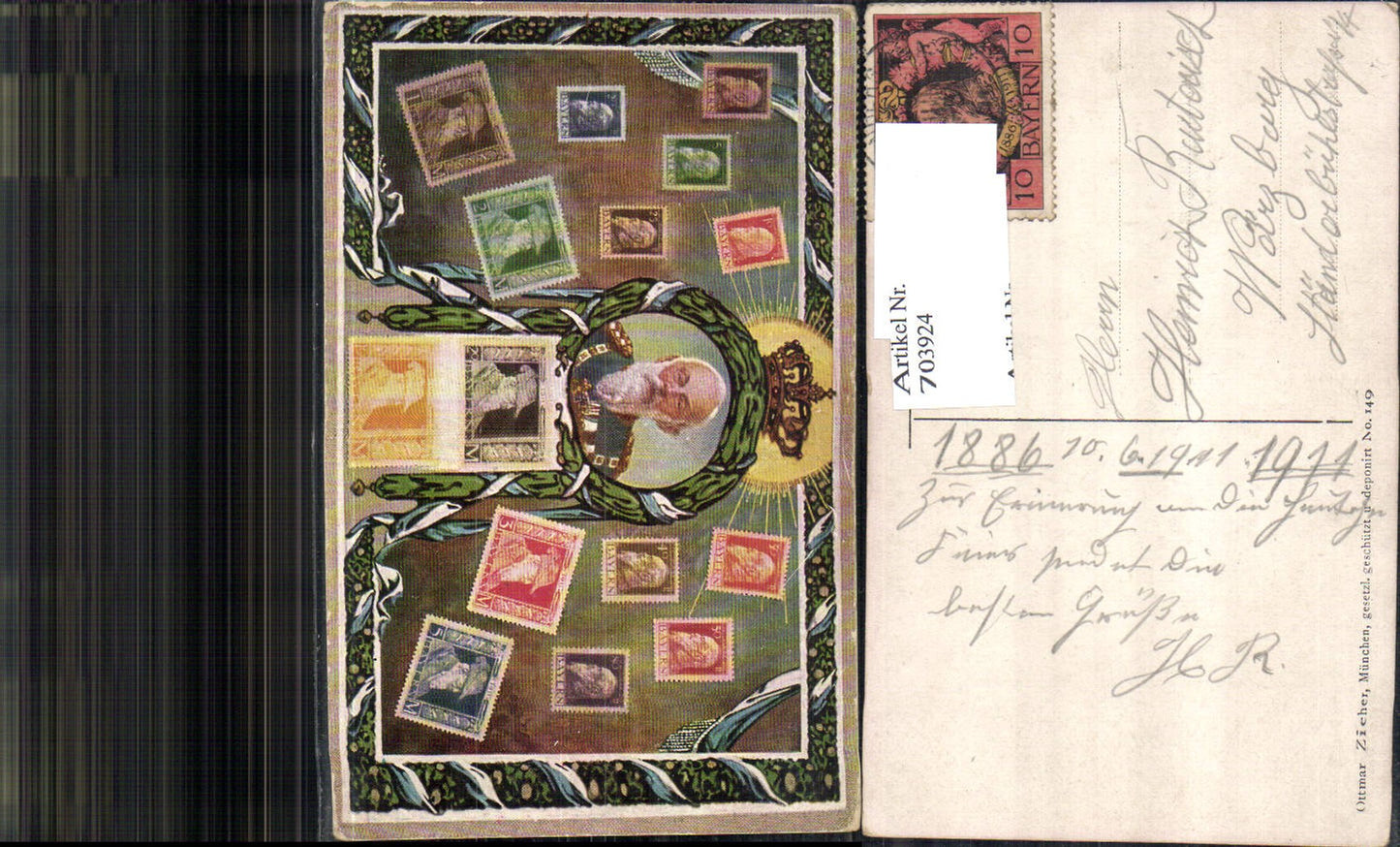 703924 Adel Luitpold Prinzregent von Bayern Briefmarken-AK Lithographie