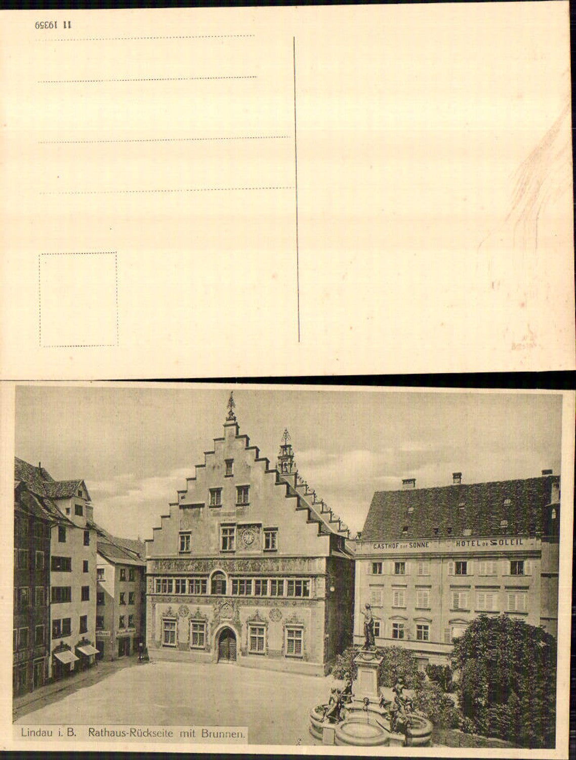 703937 Lindau am Bodensee Rathaus Rückseite Brunnen Hotel zur Sonne