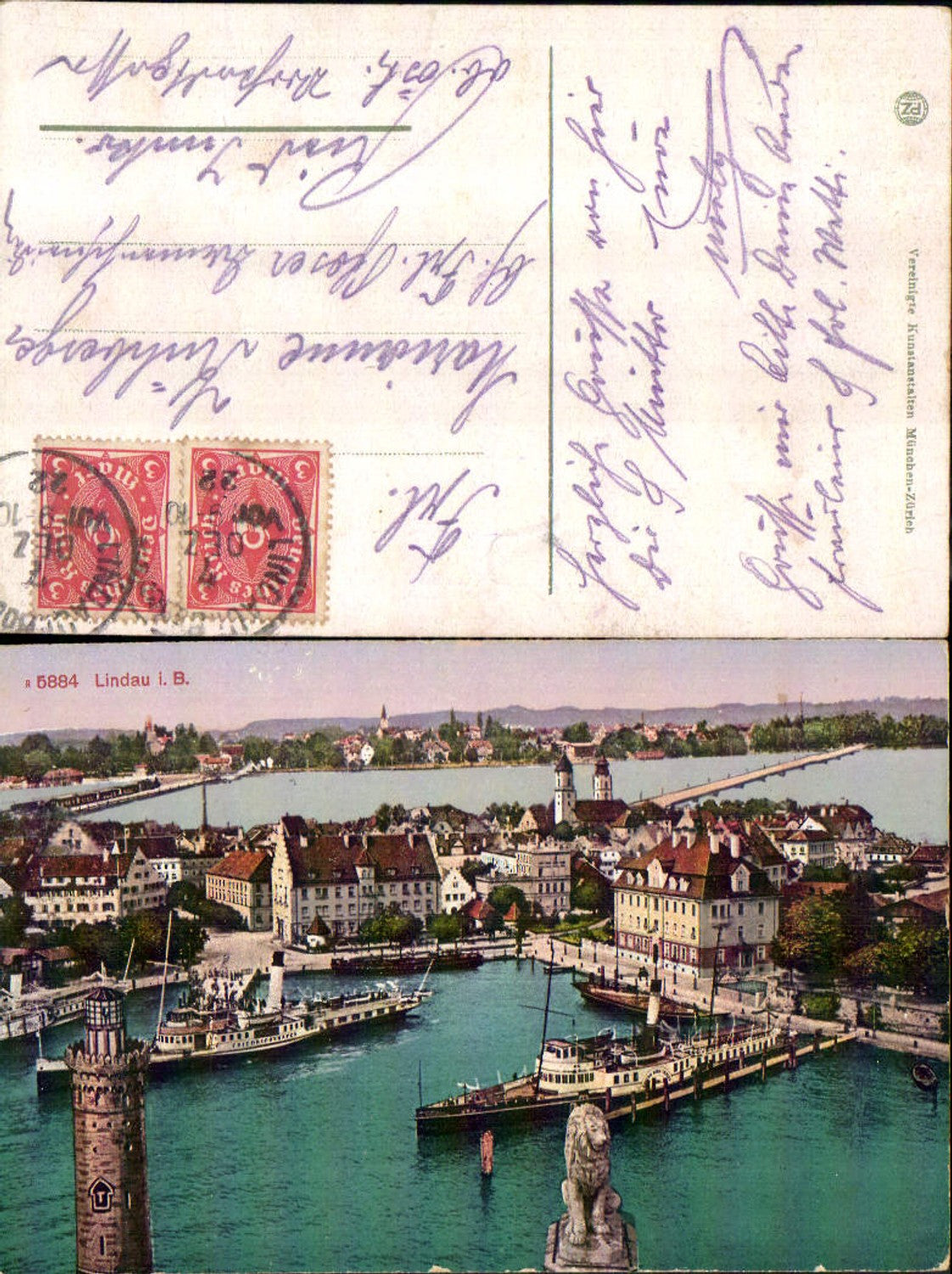 703949 Lindau am Bodensee Hafen Leuchtturm Dampfer