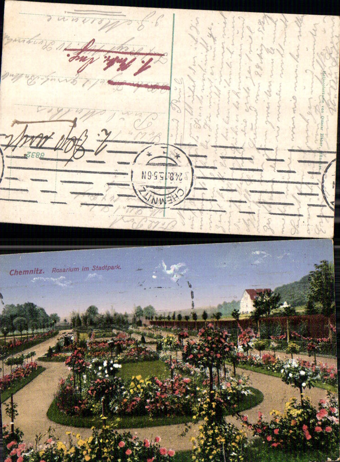 703984 Chemnitz Rosarium City Park Feldpost Merane