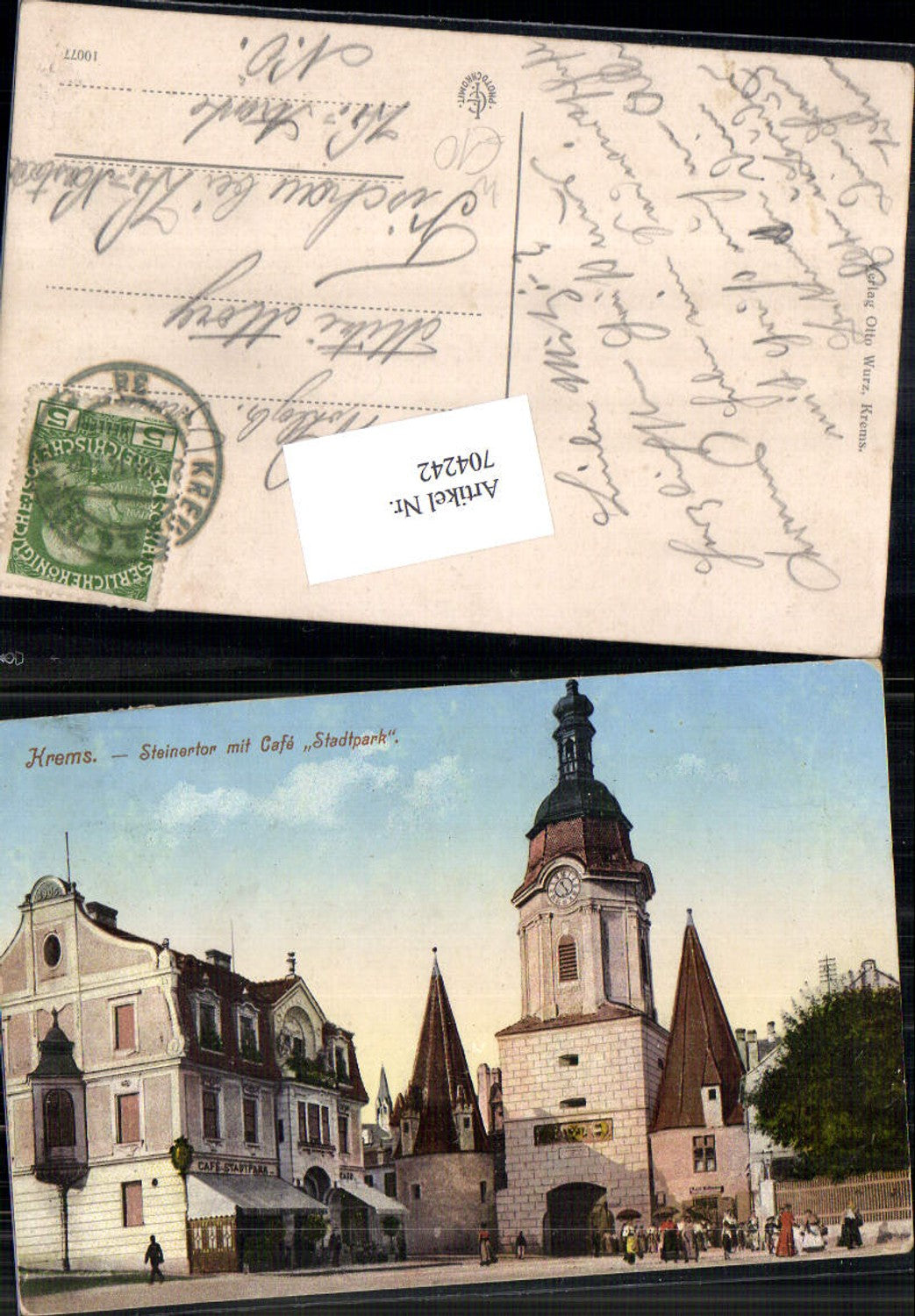 704242 Krems an der Donau Steinertor Cafe Stadtpark 1910 gel Fischau Wiener Neustadt