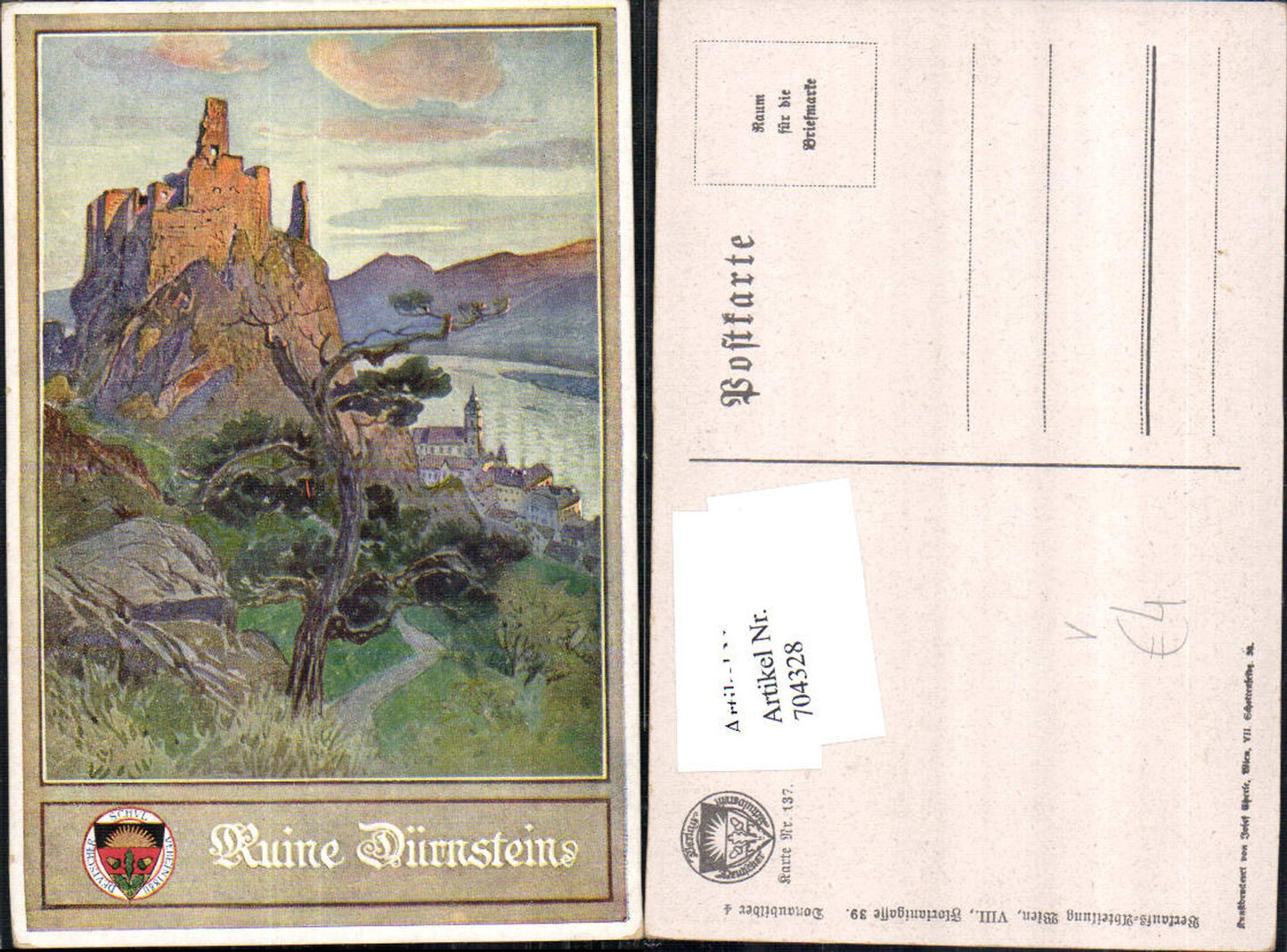 704328 Deutscher Schulverein 137 Ruine Dürnstein Wachau Donau