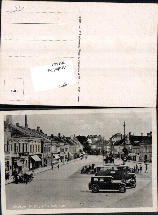 704442 Amstetten Hauptplatz Oldtimer Autos Bus Autobus