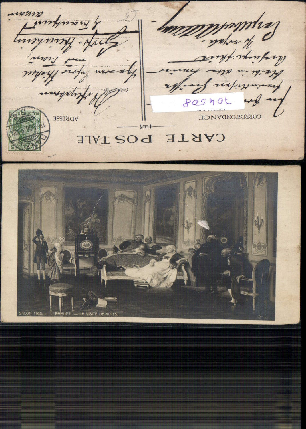 704508 Künstler AK Salon 1905 L. Baader La Visite de Noces Stp. Danzig