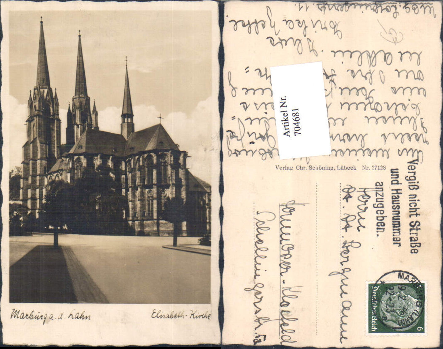 704681 Foto AK Marburg a. d. Lahn Elisabeth Kirche