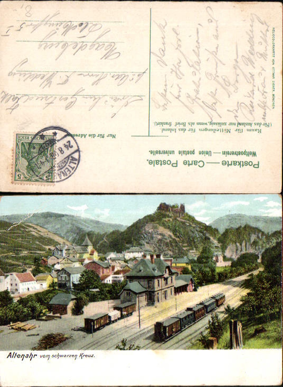 704703 Altenahr v. schwarzen Kreuz Bahnhof Heliocolorkarte Ottmar Zieher