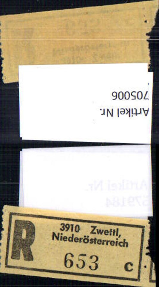 705006 Registration slip, Reko slip, R slip, Zwettl, Lower Austria