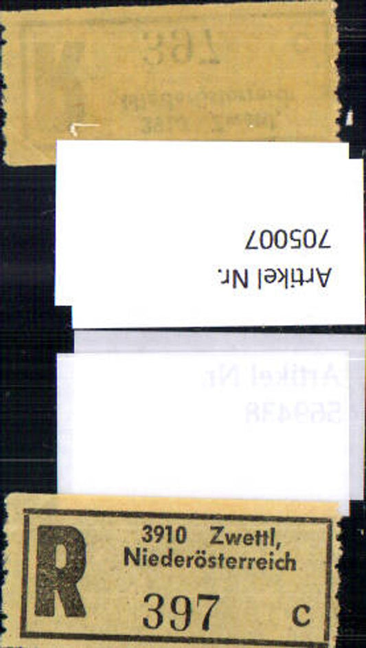 705007 Registration slip, Reko slip, R slip, Zwettl, Lower Austria