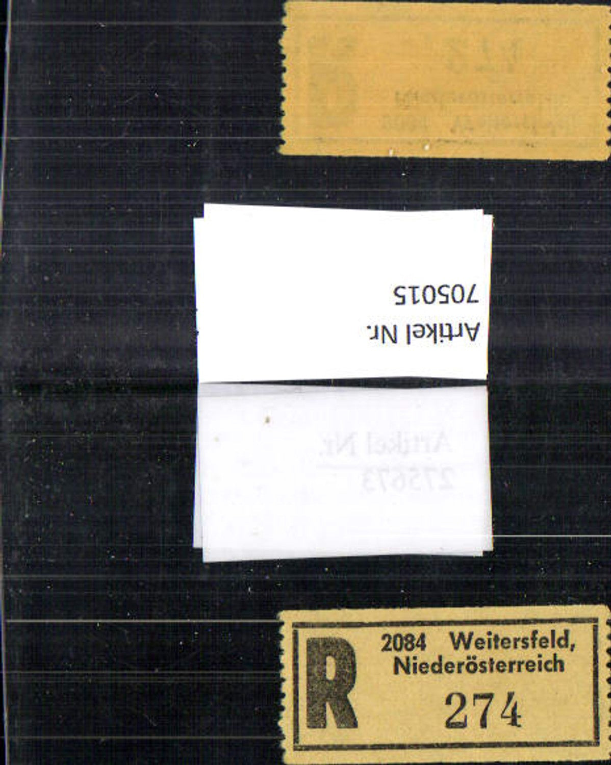 705015 Einschreibezettel Rekozettel R-Zettel Weitersfeld Niederösterreich