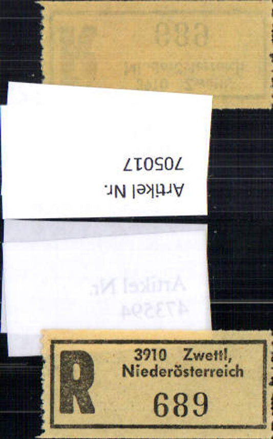 705017 Registration slip, Reko slip, R slip, Zwettl, Lower Austria