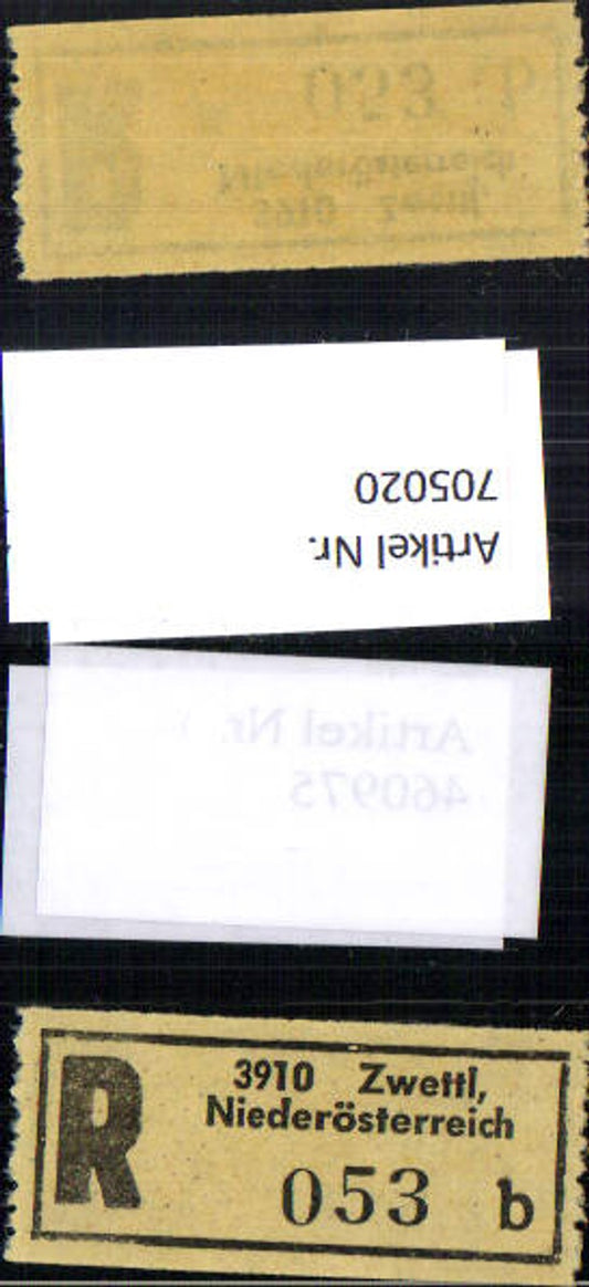 705020 Registration slip, Reko slip, R slip, Zwettl, Lower Austria