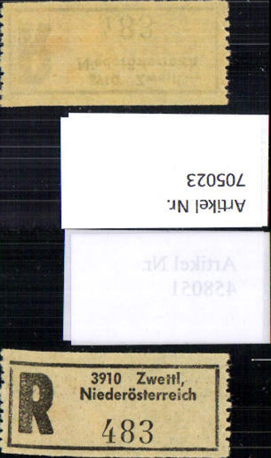705023 Registration slip, Reko slip, R slip, Zwettl, Lower Austria