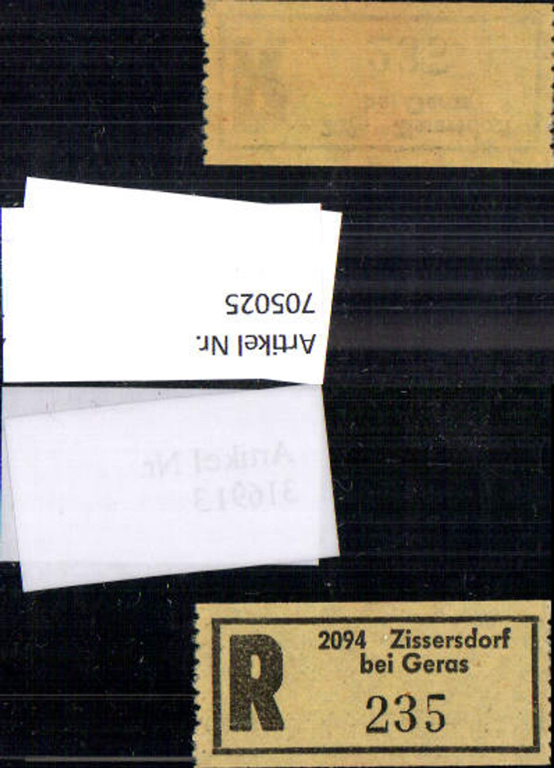 705025 Einschreibezettel Rekozettel R-Zettel Zissersdorf bei Geras