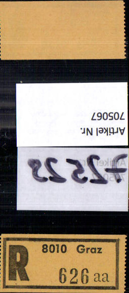 705067 Einschreibezettel Rekozettel R-Zettel Graz