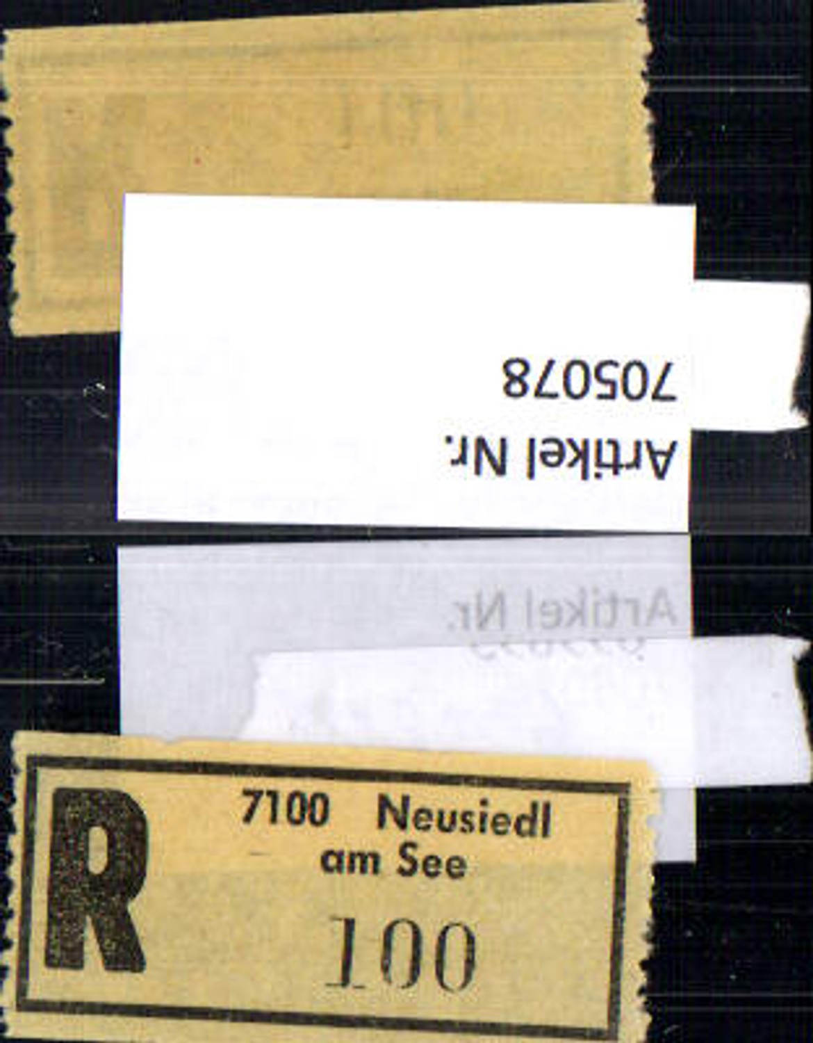 705078 Einschreibezettel Rekozettel R-Zettel Neusiedl am See