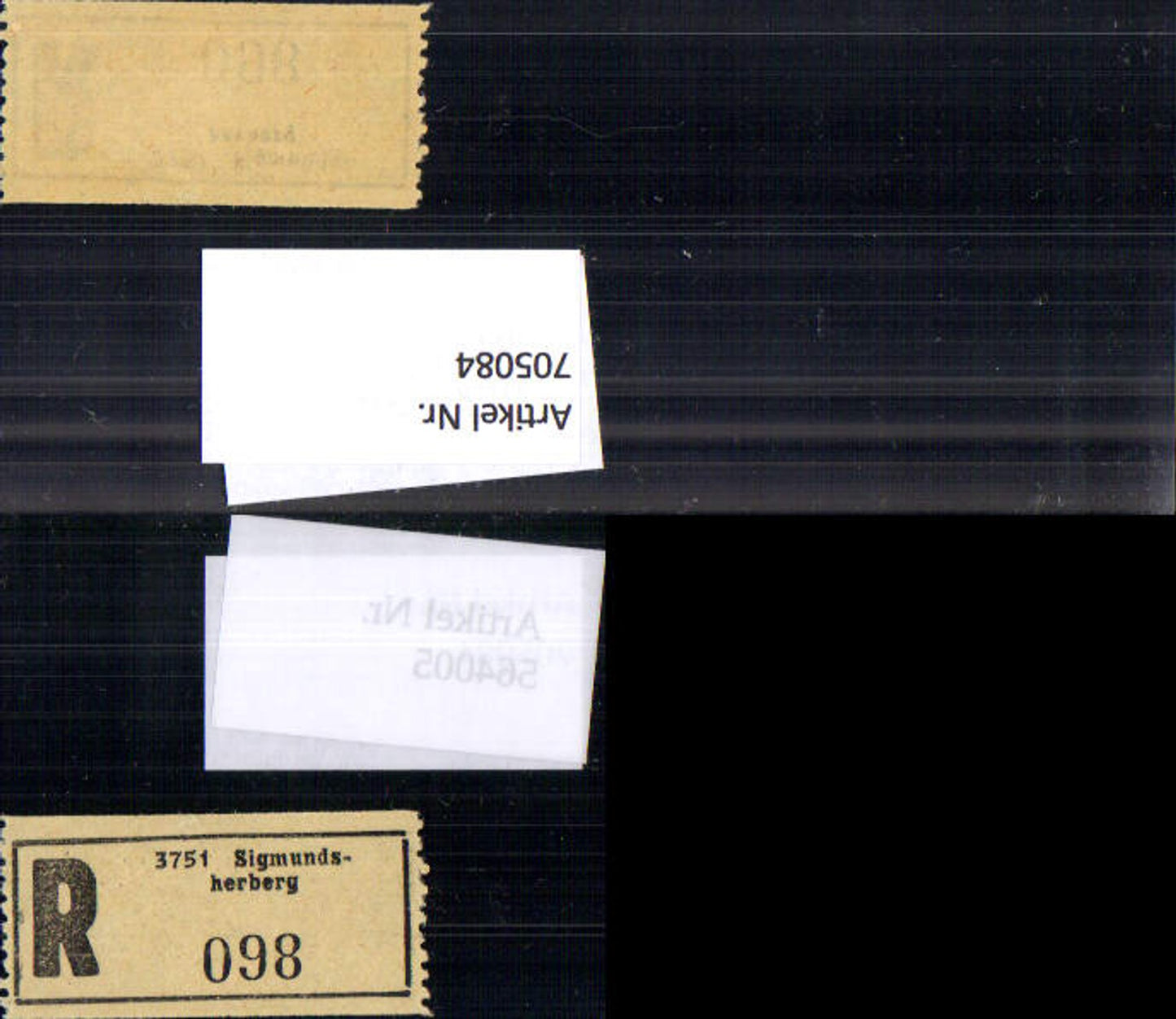 705084 Einschreibezettel Rekozettel R-Zettel Sigmundsherberg