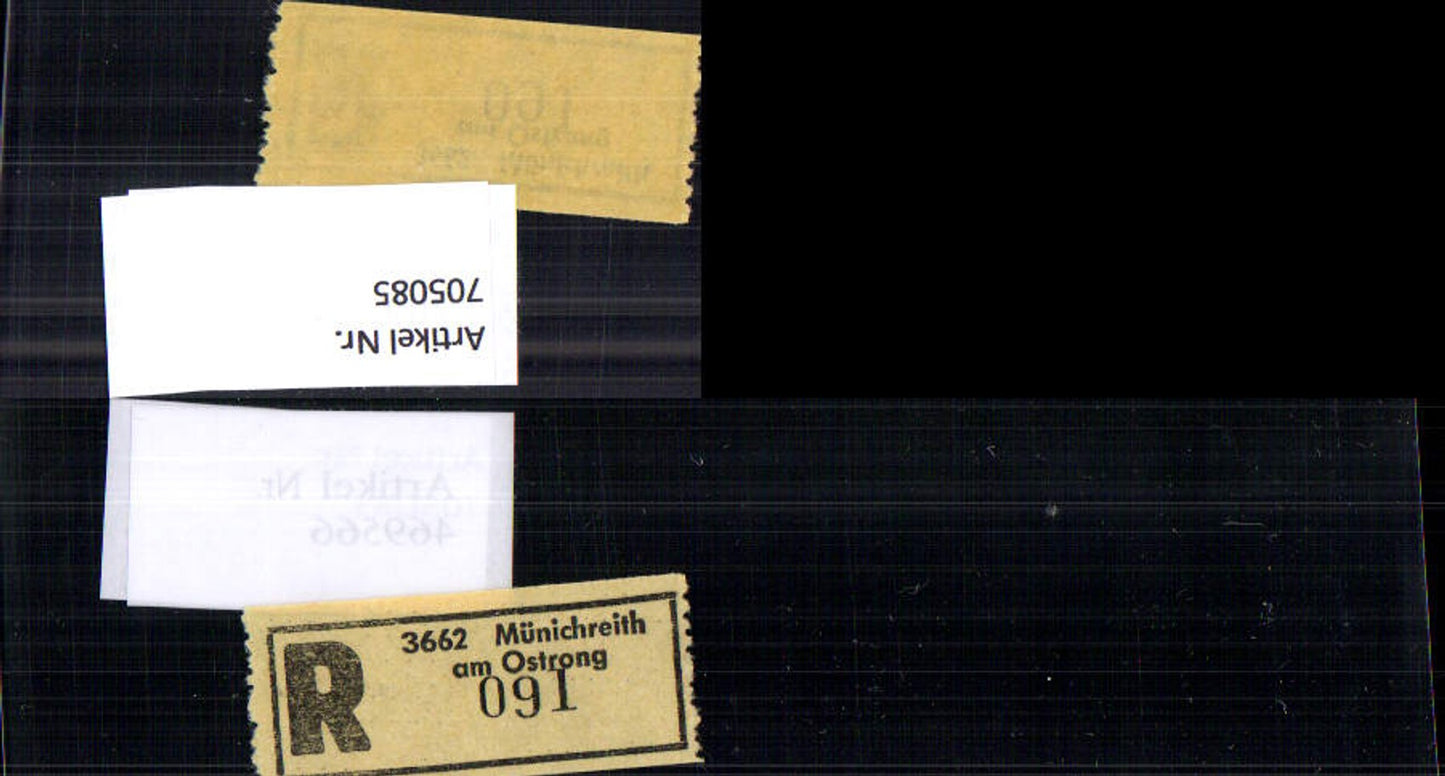 705085 Einschreibezettel Rekozettel R-Zettel Münichreith am Ostrong
